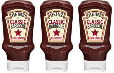 3 HEINZ CLASSIC BARBECUE Rich & Smokey Sauce Bottles 480g 16.9oz