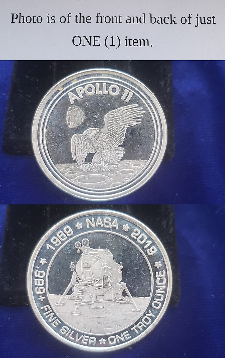 1969 2019 Apollo 11 NASA 1st Moon Landing 1 Troy Oz 999 Fine