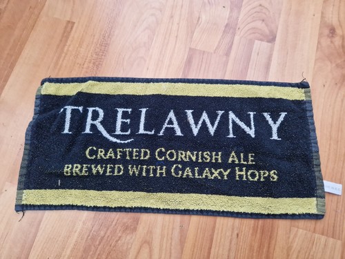 RARE VINTAGE TRELAWNY CORNISH ALE PUB BAR BEER TOWEL BREWERIANA