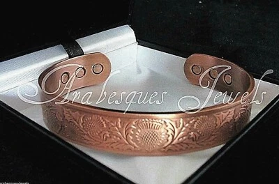 TOP QUALITY MENS L/XL SCOTTISH THISTLE MAGNETIC COPPER BANGLE/PAIN RELIEF AJMB