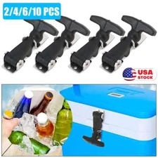 2/4/10pc Flexible Hood Hasp Rubber Draw T Handle Latch with Zinc Plated Hardware