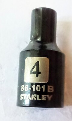 Stanley 4 mm x 1/4''  Standard Socket 86-101B Black Chrome 6 Pt Free Shipping
