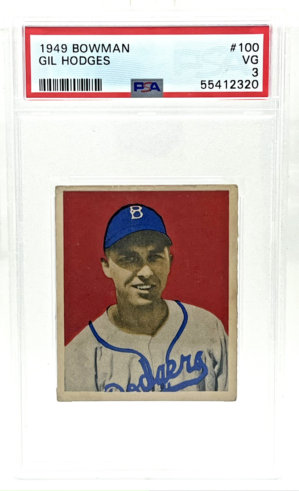 1949 Bowman #100 GIL HODGES - PSA 3 - Dodgers HOF Rookie Card!! RC