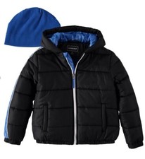 Rothschild 64 Boys Outerwear Coat W/Beenie Size Small 4 Bkack/Blue