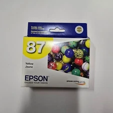 New Genuine Epson #87 T087420 Yellow Ink Cartridge Sealed Exp 2014-2015