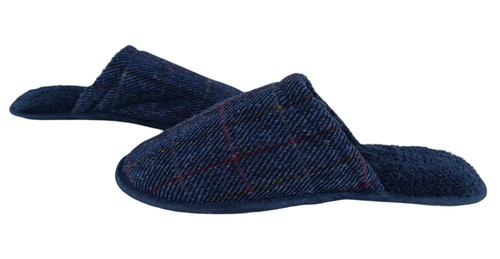 Zapatillas de mula Harris Tweed by Totes para hombre azul marino con forro polar talla EU 44-45 - Imagen 6 de 12
