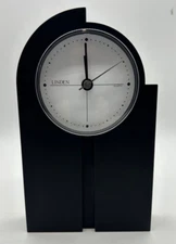 Linden Quartz Desk Clock – Modern Black Art Deco Style Mantel Clock - 6.5" h
