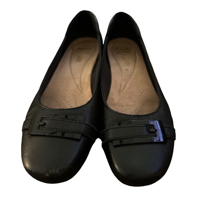 Clarks Collection Blanche West Black Leather Women Size 8M - Main Image