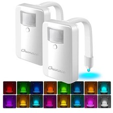 2 Pack Toilet Night Lights with Motion Activated Sensor,16-Color Changing LED