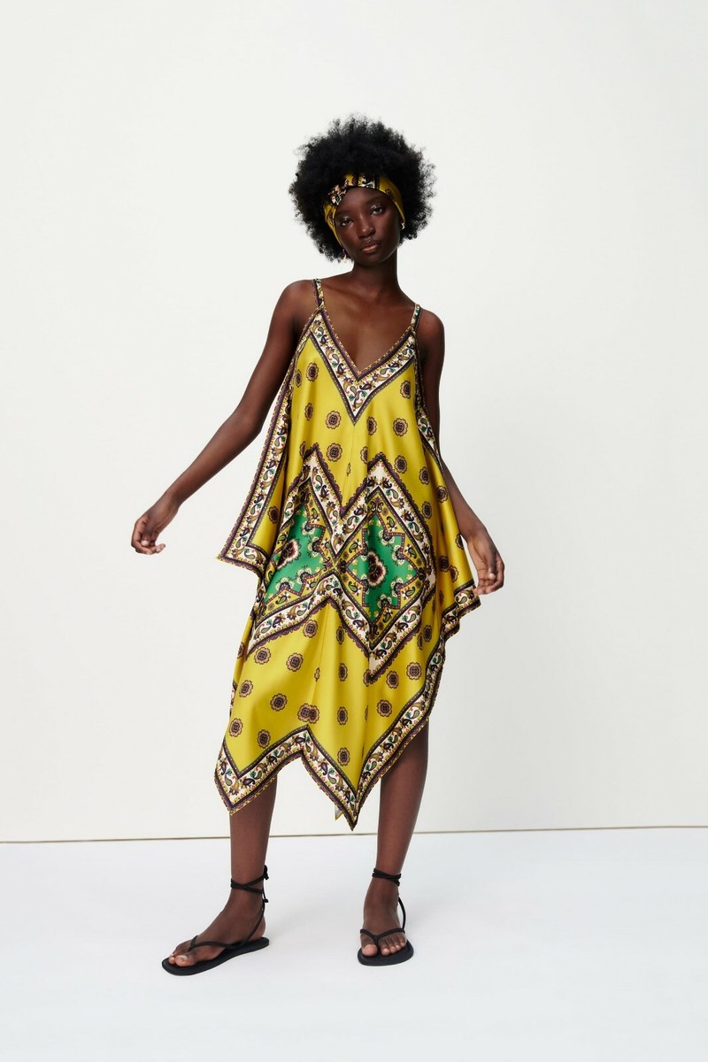 zara ladies dresses south africa NWT ZARA PRINTED DRESS WITH HEADBAND XS MUSTARD