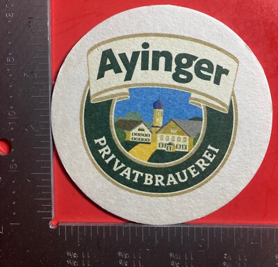 AYINGER Celebrator Doppelbock 4. INCH ROUND  BEER COASTER RARE VINTAGE #2