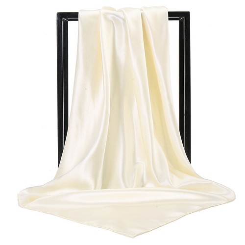 90cm Satin Women's Squre Headscarf Simulation Silk Plain Flight Attendant Scarf - Picture 20 of 48