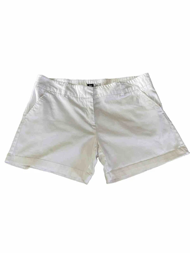Pantalones cortos blancos para mujer, talla 6, tiro alto con trabillas para cinturón Foto 4 de 4