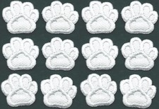White Dog Paw Print Patch Embroidered Iron on Sew on Lot of 12