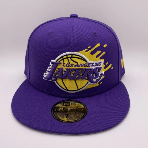 Men's New Era Purple Los Angeles Lakers Splatter 59FIFTY Fitted Hat 7 1/4