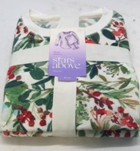 Stars Above Thermal Pajama PJ 2pc Set Long Johns Small 4 6 Winter Holly Berry - Picture 14 of 15