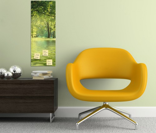 Wallario Memoboard Glas Magnettafel Idyllischer See Wald Sonnenschein Sumpf Moor - Bild 4 von 6
