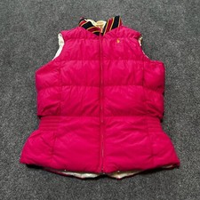 Ralph Lauren Vest Youth Large Ivory Pink Polyester Full Zip Reversible Puffer