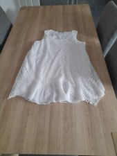 Roman Size 14 White Lace Underlay Tunic Top