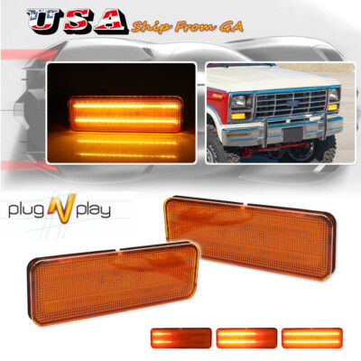 Switchback LED Amber Parking Signal Lights Pair For Bronco F100 F150 F250 F350