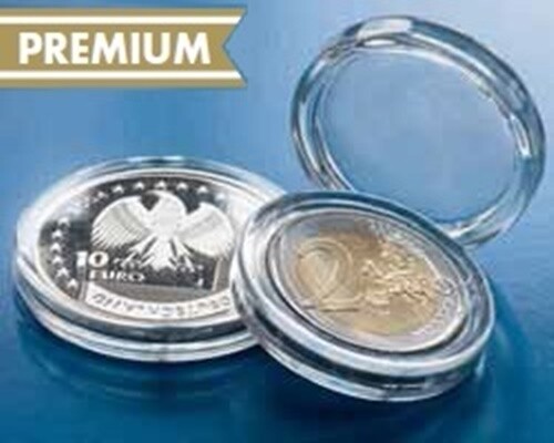 100 CAPSULAS REDONDAS "ULTRA" LEUCHTTURM PARA MONEDAS DE 2 EUROS - CAJA - NUEVAS - Bild 2 von 2