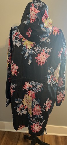 Joules Right As Rain Coat Navy Blue Floral Packable Hood Regenjacke US 14 UK 18 - Bild 6 von 16