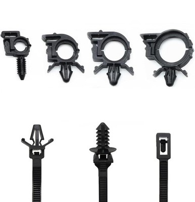 Universal Push Mount Cable Zip Tie with Automotive Wire Loom Clips Kit