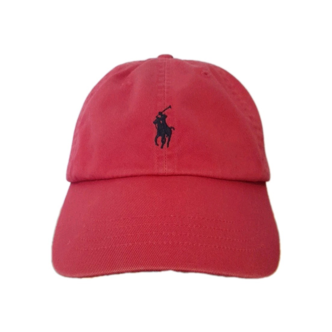 Ralph Lauren Polo Cappello Berretto Strap Schiena Rosso Cotone Ricamato Pony Uomo Taglia Unica
