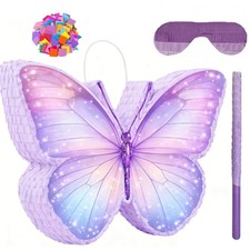 Piñata Mariposa - Piñata Mariposa Morada con Palo, Venda y Confeti...