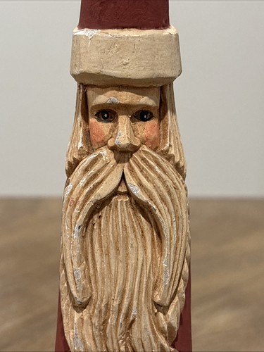 Vtg Norwegian Style Folk Art Chalkware? Santa Claus W/Wreath Figurine 12” Read - Picture 6 of 24