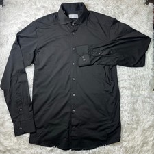 Eton Men's 42 16.5 Slim Fit Black Performance Dress Shirt Stretch Made Romania