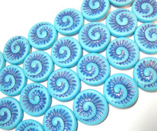 6 - 18mm Matte Baby Blue Blurple Fossil Snail Spiral Czech Glass Coin Beads