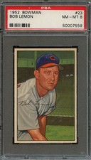 BB - 1952 - BOWMAN - #23 - BOB LEMON - PSA 8 (NM-MT)