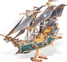 Puzzle 3D in Legno Modello Di Nave Pirata – Kit Di Costruzione Di Veliero, Avven