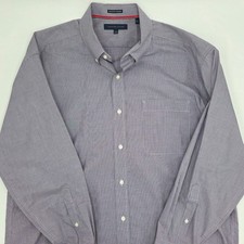 Tommy Hilfiger Men's Regular Fit Non Iron Dress Shirt Blue Gingham Size 17 32 33