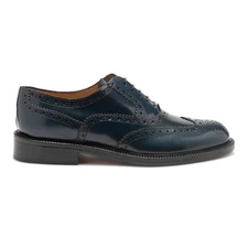 Saxone of Scotland Elegant Blue Leather Brogue Men's Shoes Authentic