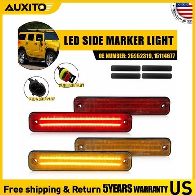 4x Led Front Rear Amber Red Side Marker Lights For Hummer H2 2003-09 Pickup 4D H
