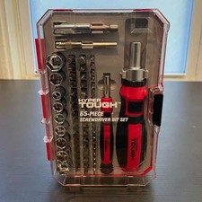 🟢Hyper Tough 65-Piece Ratcheting Screwdriver Bit Set TS99816R Case