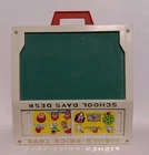 Vintage 1972 FISHER PRICE School Days Desk Stencils Chalk Board Alphabet Numbers