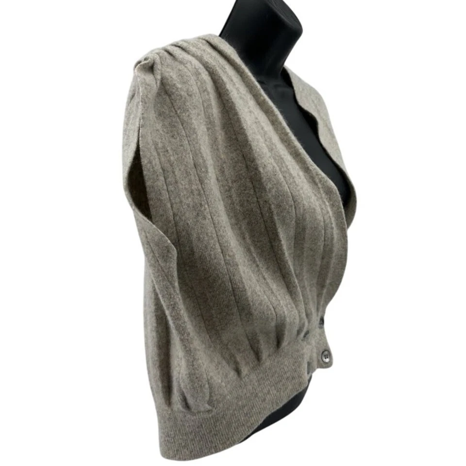 Винтажный Evan Picone свитер жилет WMNS L желтовато-коричневый v-образным вырезом ангора кролика волос шерсти 80-х  - Изображение 2 из 4