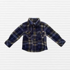Appaman Toddler Boys Cozy Fleece Overshirt Jacket Blue/Green Plaid Size 2T