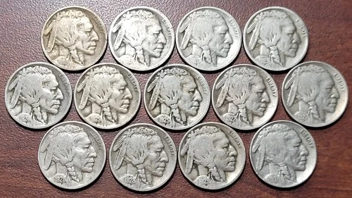 (13) Better Date Circulated Buffalo Nickels Dealer Lot See Description List