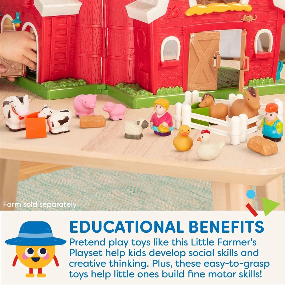 Juego de animales de granja Battat - 25 animales de juguete, cercas, granjeros, tractor,...  Foto 3 de 4