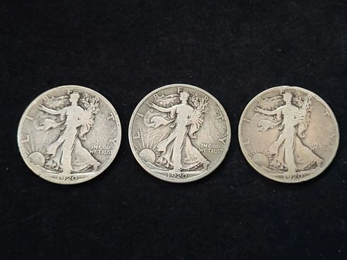 1920 P-D-S Walking Liberty Silver Half Dollars NICE!
