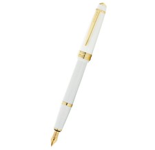 Image of Cross Bailey Fountain Pen Polished White Resin and Gold Tone Extra Fine Nib