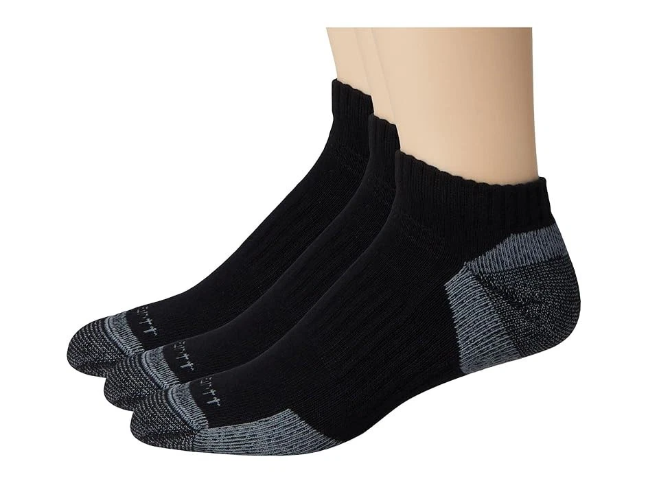 Carhartt L22105 Mens Black Midweight Cotton Blend Low Cut Socks 3-Pack Size XL