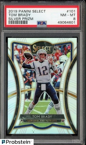 2019 Select Premier Level Silver Prizm #101 Tom Brady Patriots PSA 8 NM-MT
