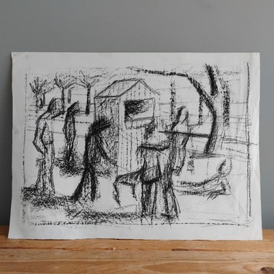 Vintage Original Vorbereitung Kohle Zeichenhaus Figuren Robert Jenner RCA 
