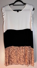 SHEIN LUNE Color Block Animal Print Ruffle Sleeve Tiered Babydoll Mini Dress