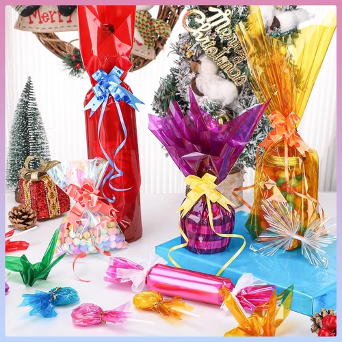 8 Rolls Colored Cellophane Wrap Extra Wide (34In X 10Ft) Transparent Cellophane image 4